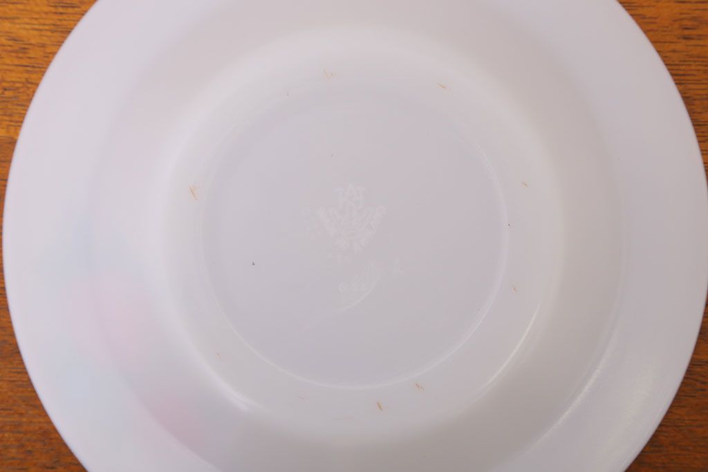 イギリスビンテージ　JAJ　パイレックス　Cottage Rose(コテージ ローズ)シリーズ　ミルクガラスのスープ皿3枚セット(洋食器)(2)