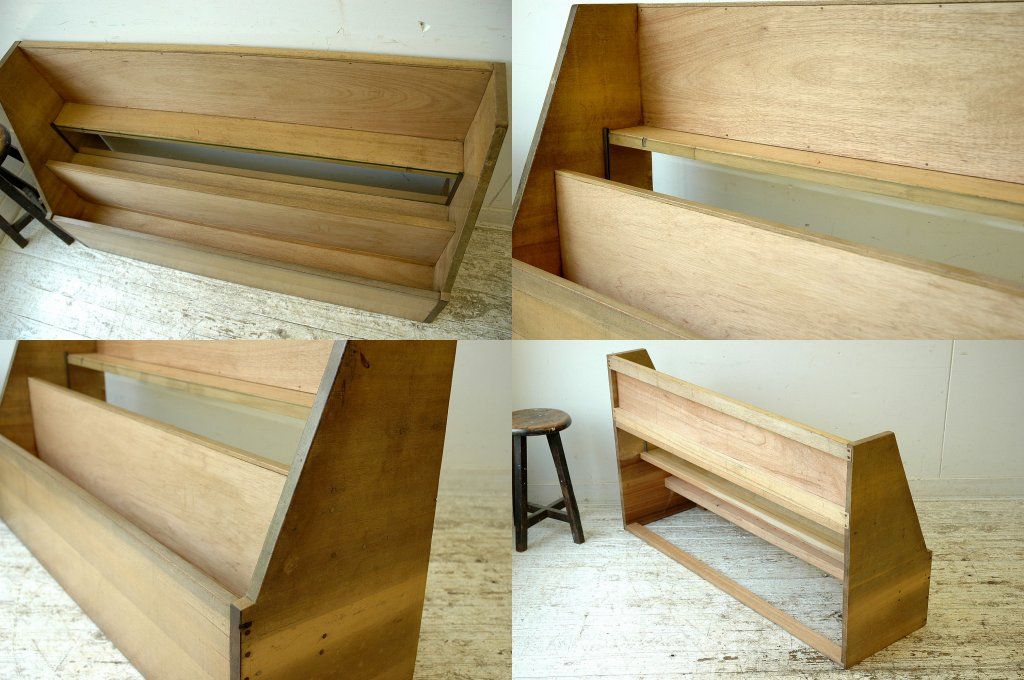 アンティーク家具　古い木味の変わり型飾り棚
