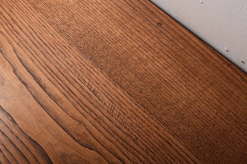 アンティーク家具　モールガラス入り!アンティークペイントのガラス戸収納棚(サイドキャビネット)