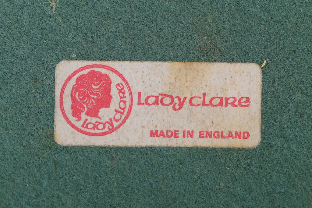 アンティーク雑貨　LADY CLARE(レディクレア)　イギリスビンテージ　木製のラウンドテーブルマット3枚セット(ランチョンマット・プレイスマット・コースター・丸トレー)