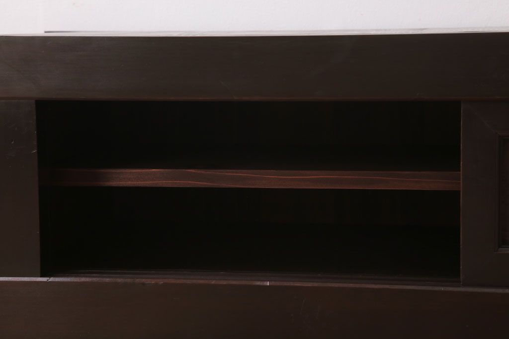 アンティーク家具　四尺　和モダンスタイル　古い木のアンティーク水屋箪笥ローボード(2)(テレビ台、キャビネット、収納棚)