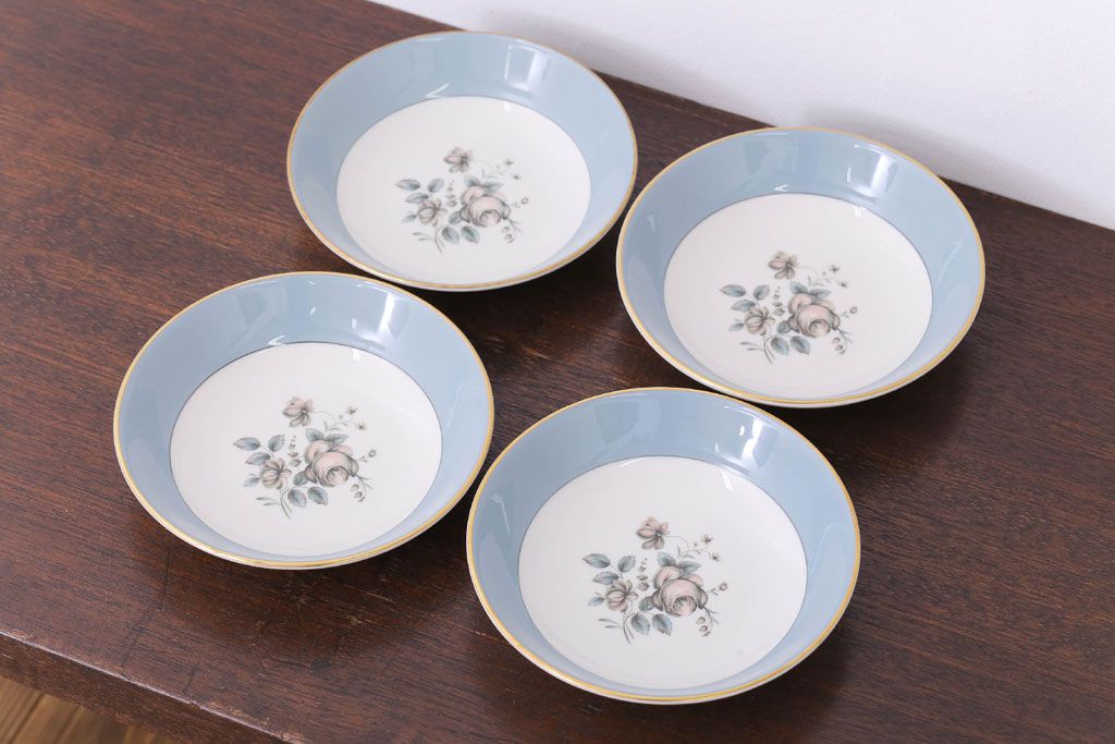 【T様ご成約済・ご決済用】ROYAL DOULTON(ロイヤルドルトン)　ROSE ELEGANS(ローズ・エレガンス)　深皿4枚セット(洋食器)