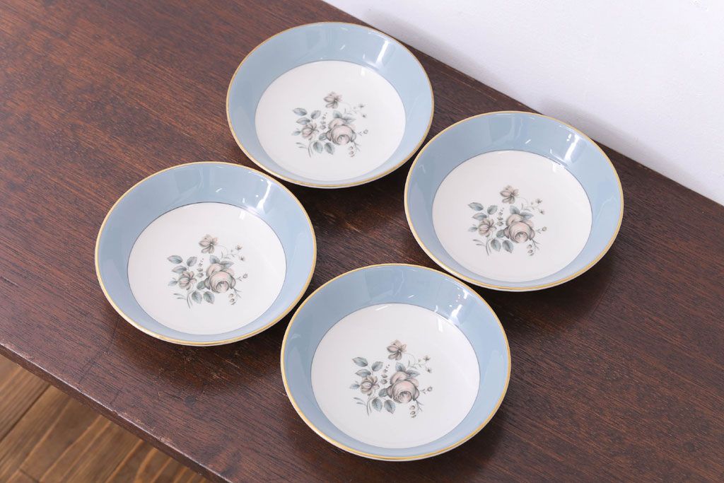 【T様ご成約済・ご決済用】ROYAL DOULTON(ロイヤルドルトン)　ROSE ELEGANS(ローズ・エレガンス)　深皿4枚セット(洋食器)