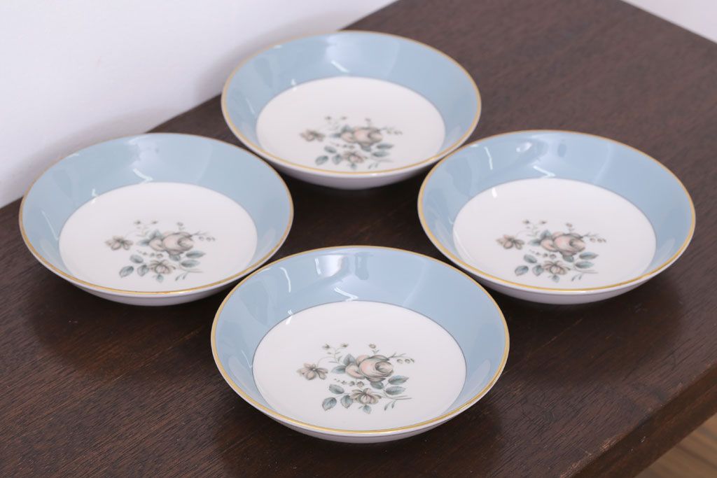 【T様ご成約済・ご決済用】ROYAL DOULTON(ロイヤルドルトン)　ROSE ELEGANS(ローズ・エレガンス)　深皿4枚セット(洋食器)