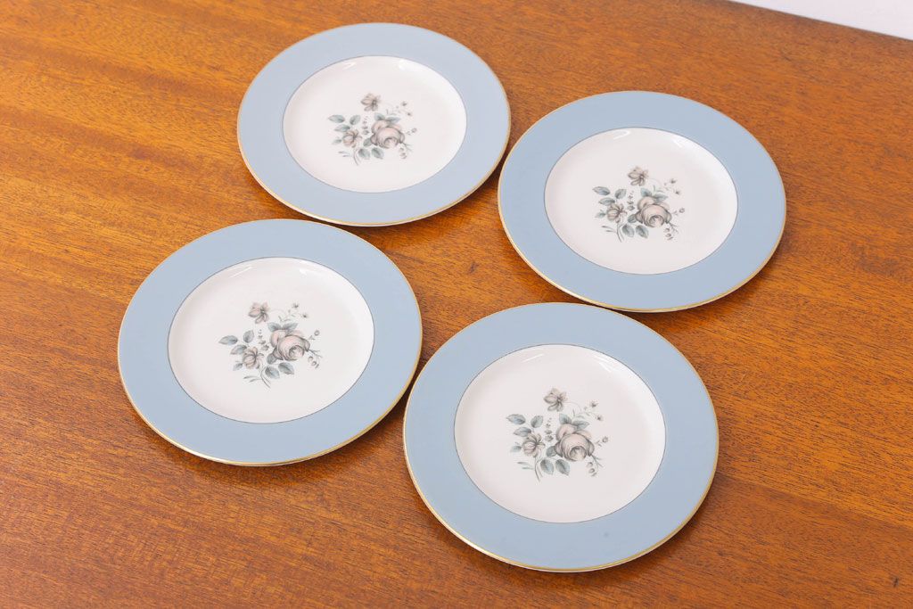 アンティーク雑貨　【T様ご成約済・ご決済用】ROYAL DOULTON(ロイヤルドルトン)　ROSE ELEGANS(ローズ・エレガンス)　サラダプレート4枚セット(皿・洋食器)(2)