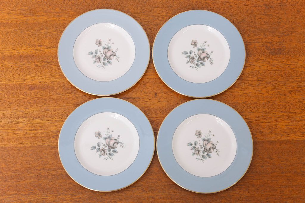 アンティーク雑貨　【T様ご成約済・ご決済用】ROYAL DOULTON(ロイヤルドルトン)　ROSE ELEGANS(ローズ・エレガンス)　サラダプレート4枚セット(皿・洋食器)(2)