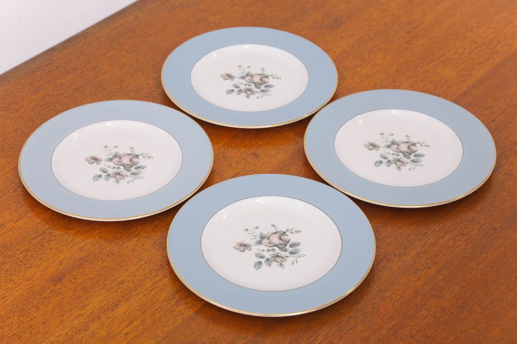 アンティーク雑貨　【T様ご成約済・ご決済用】ROYAL DOULTON(ロイヤルドルトン)　ROSE ELEGANS(ローズ・エレガンス)　サラダプレート4枚セット(皿・洋食器)(2)