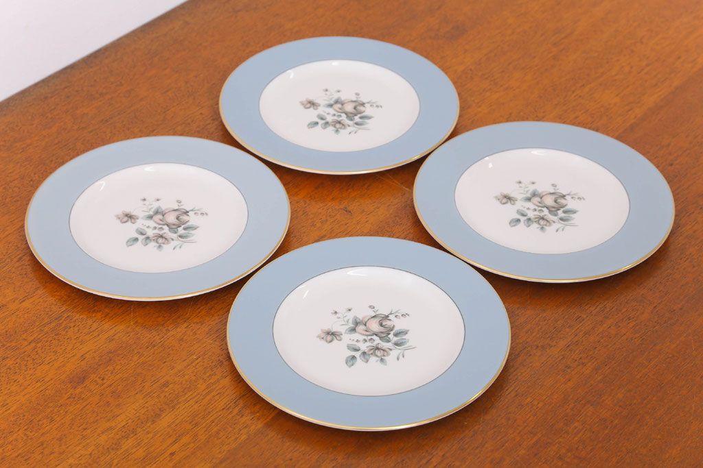 アンティーク雑貨　【T様ご成約済・ご決済用】ROYAL DOULTON(ロイヤルドルトン)　ROSE ELEGANS(ローズ・エレガンス)　サラダプレート4枚セット(皿・洋食器)(2)