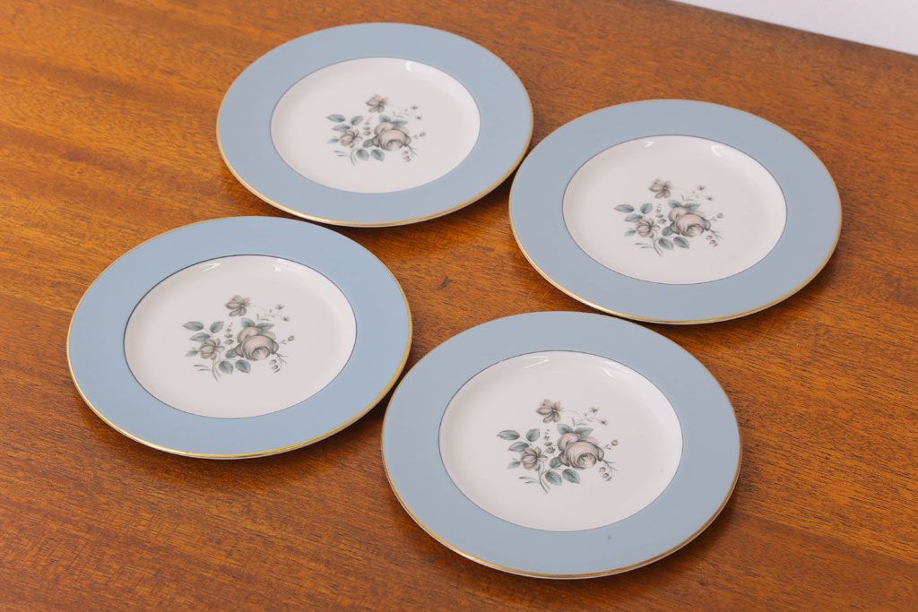 ROYAL DOULTON(ロイヤルドルトン)　ROSE ELEGANS(ローズ・エレガンス)　サラダプレート4枚(皿・洋食器)(1)