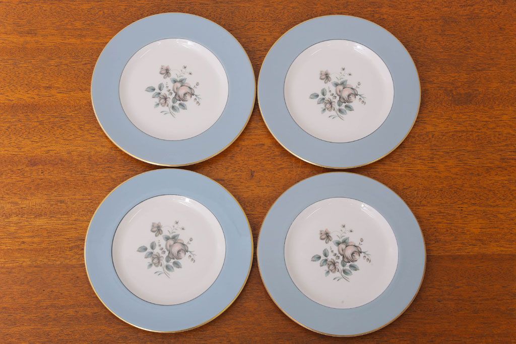 ROYAL DOULTON(ロイヤルドルトン)　ROSE ELEGANS(ローズ・エレガンス)　サラダプレート4枚(皿・洋食器)(1)