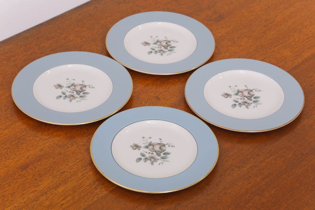 ROYAL DOULTON(ロイヤルドルトン)　ROSE ELEGANS(ローズ・エレガンス)　サラダプレート4枚(皿・洋食器)(1)