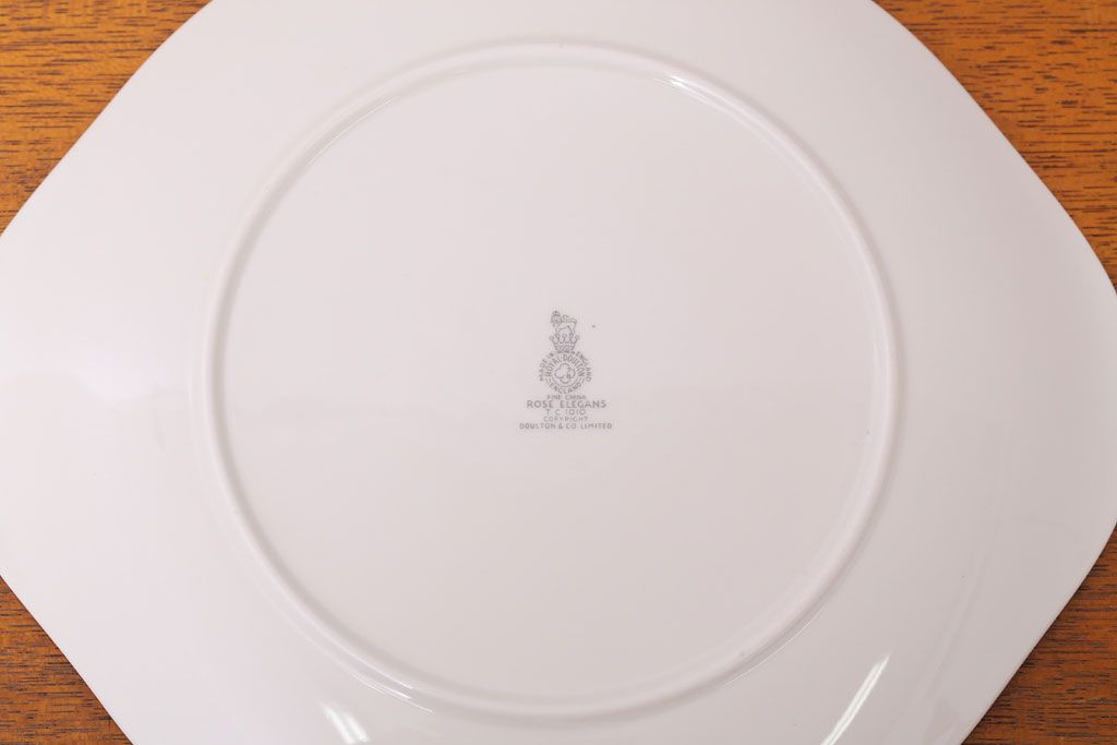 アンティーク雑貨　【T様ご成約済・ご決済用】ROYAL DOULTON(ロイヤルドルトン)　ROSE ELEGANS(ローズ・エレガンス)　ケーキプレート(ブレッドプレート・洋食器)