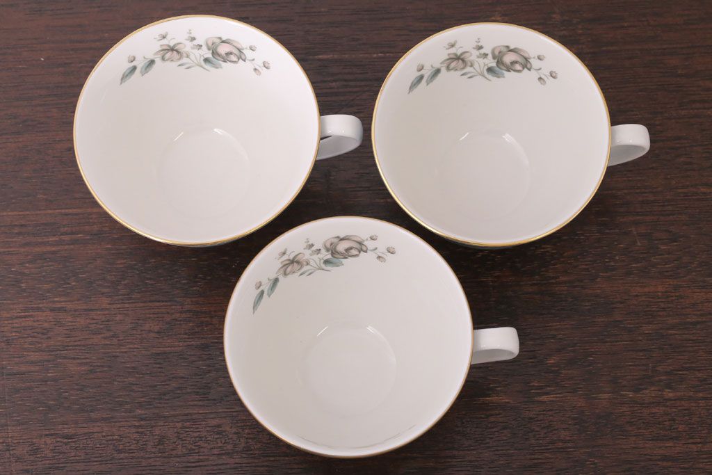 アンティーク雑貨　【T様ご成約済・ご決済用】ROYAL DOULTON(ロイヤルドルトン)　ROSE ELEGANS(ローズ・エレガンス)　カップ&ソーサー3客セット(洋食器)