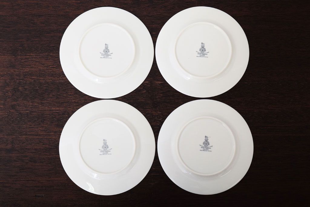 ROYAL DOULTON(ロイヤルドルトン)　ROSE ELEGANS(ローズ・エレガンス)　ティープレート4枚(皿・洋食器)