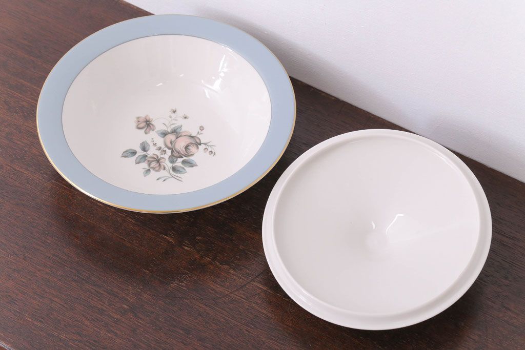 アンティーク雑貨　【T様ご成約済・ご決済用】ROYAL DOULTON(ロイヤルドルトン)　ROSE ELEGANS(ローズ・エレガンス)　チュリーン(蓋付きの深皿)(洋食器)(1)