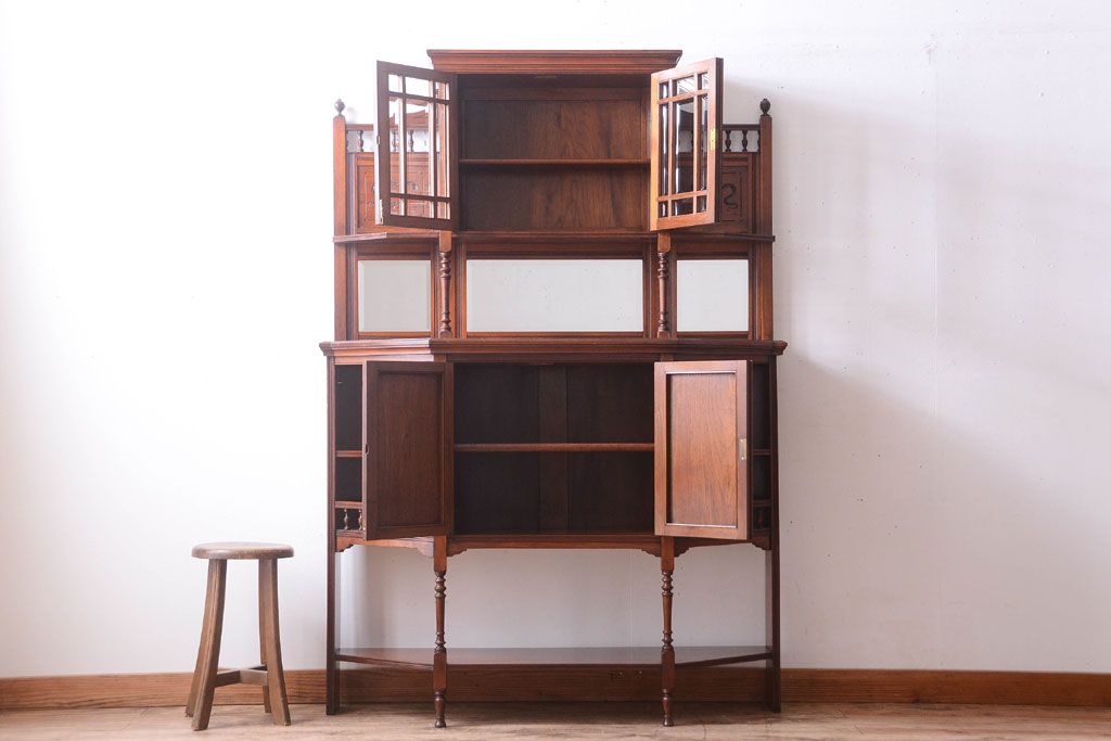 イギリス アンティーク 家具 シフォニア キャビネット ミラー