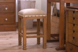 レトロ家具　古い木のレトロなクッション座面角スツール(2)