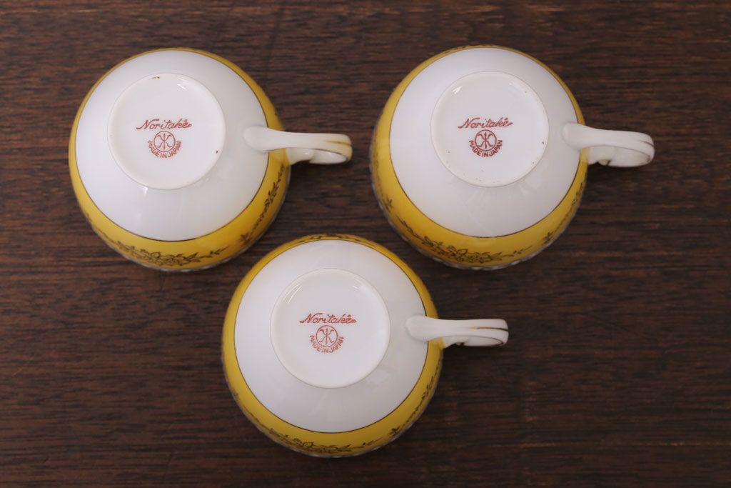 アンティーク雑貨　オールドノリタケ　海外(英国)輸出品　マルキ　カップ&ソーサー3客セット(洋食器)(2)