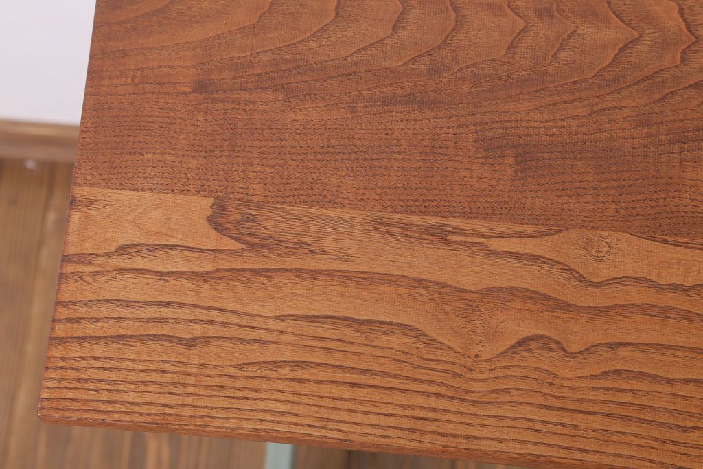 アンティーク雑貨　栗材天板リメイク品　高さ調節可　人気のキャスター付きサイドテーブル(作業台)