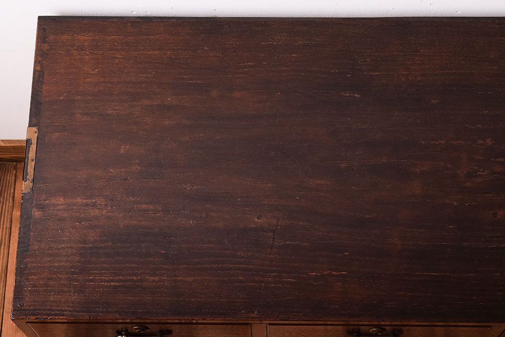 アンティーク家具　三方栗材!古い木製のシンプルな衣装箪笥(時代箪笥ローボード)