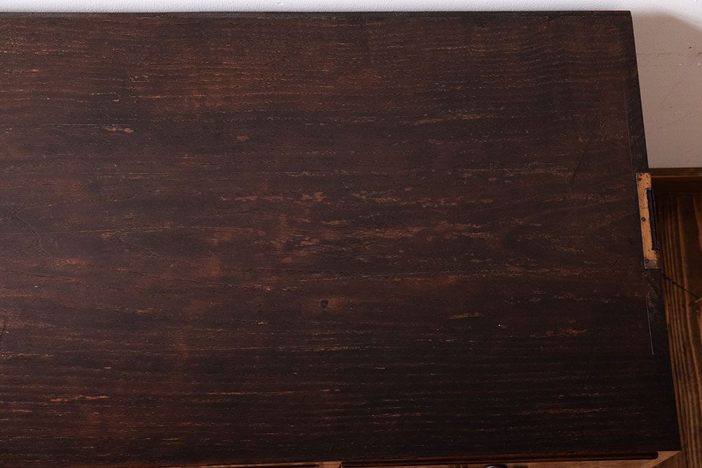 アンティーク家具　三方栗材!古い木製のシンプルな衣装箪笥(時代箪笥ローボード)