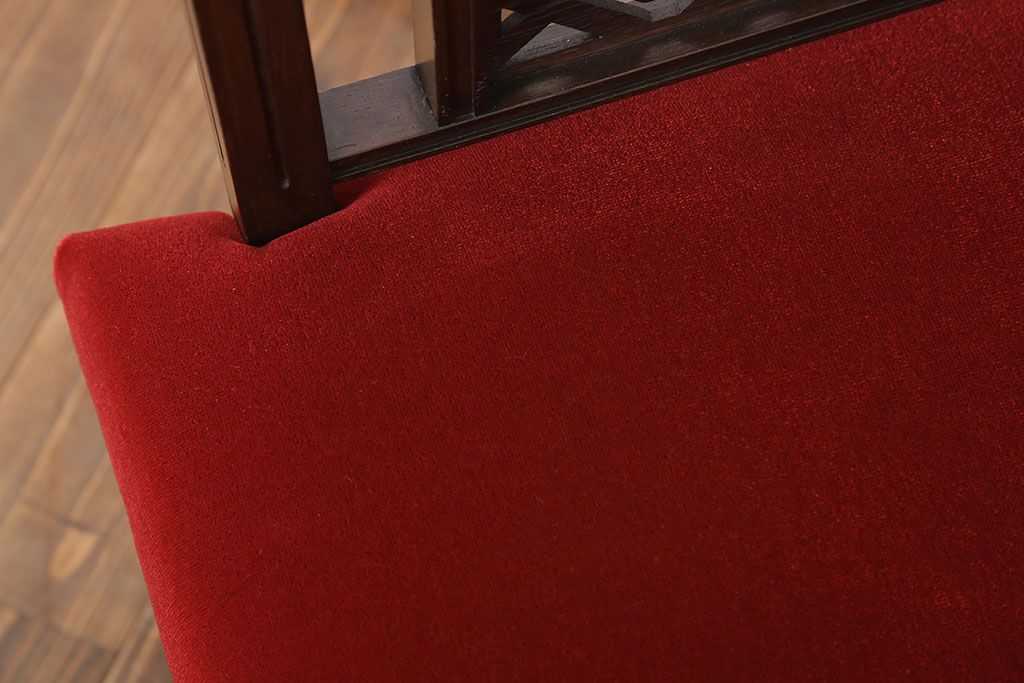 アンティーク家具　大正ロマン　ナラ材製　透かし彫りが美しい和製アンティークコーナーソファ(2)