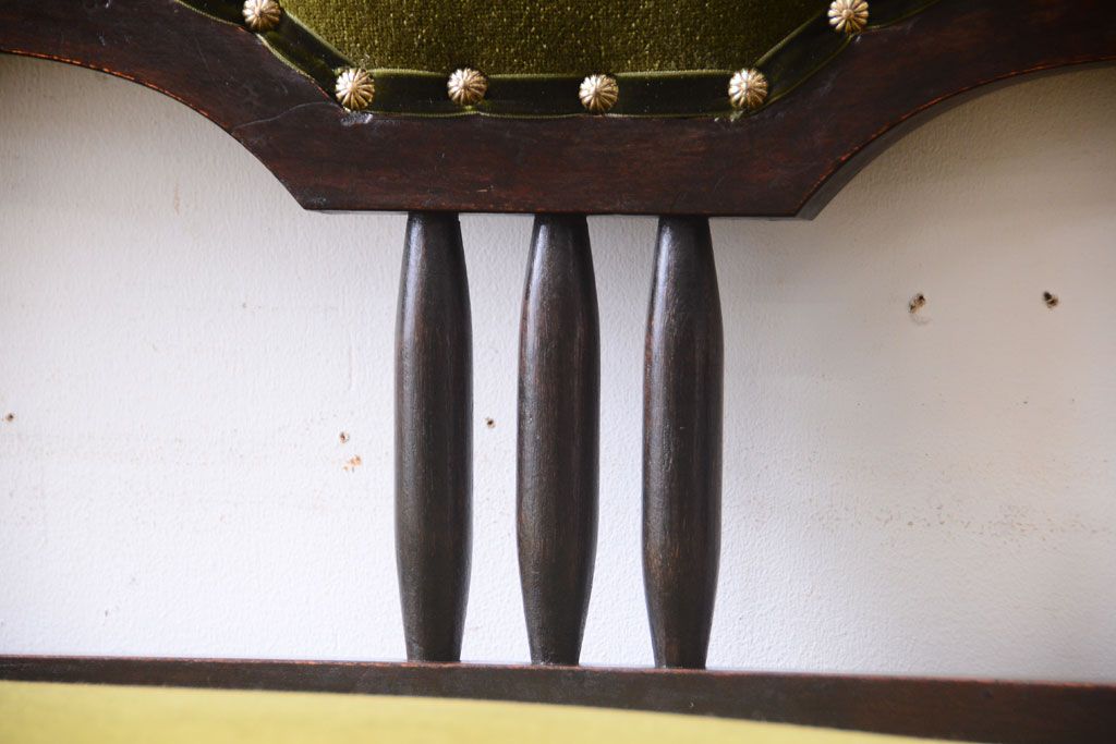 アンティーク家具　大正ロマン　古い木製のモダンなアンティークベンチ(ソファ)