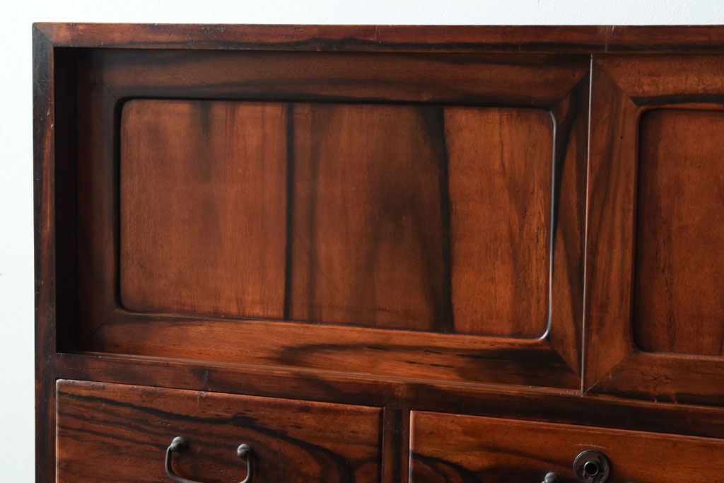 アンティーク家具　黒柿材貼り!和製アンティークの3段箪笥