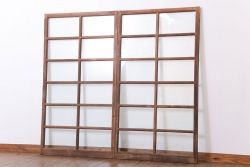 アンティーク建具　凝ったデザインの組子が目を惹く組子欄間2枚セット(明り取り、明かり取り)(R-071703)