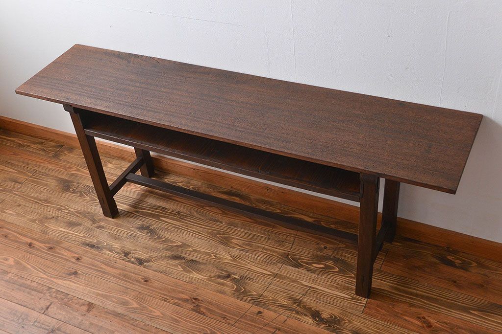 アンティーク家具　アンティーク　シンプルな横長テーブル(作業台)(2)
