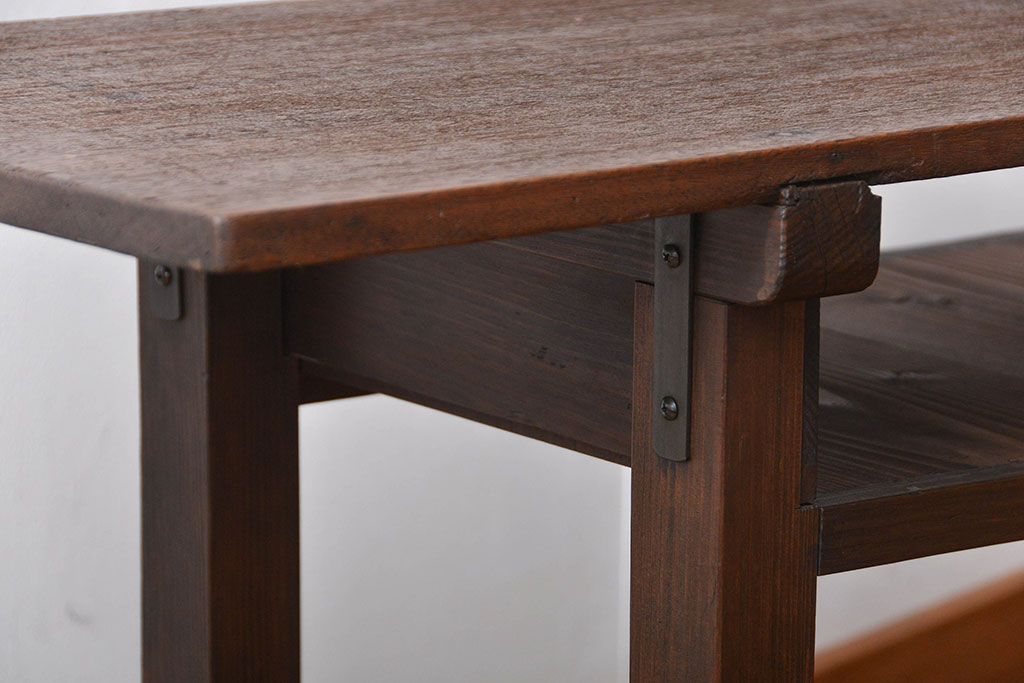 アンティーク家具　アンティーク　シンプルな横長テーブル(作業台)(2)