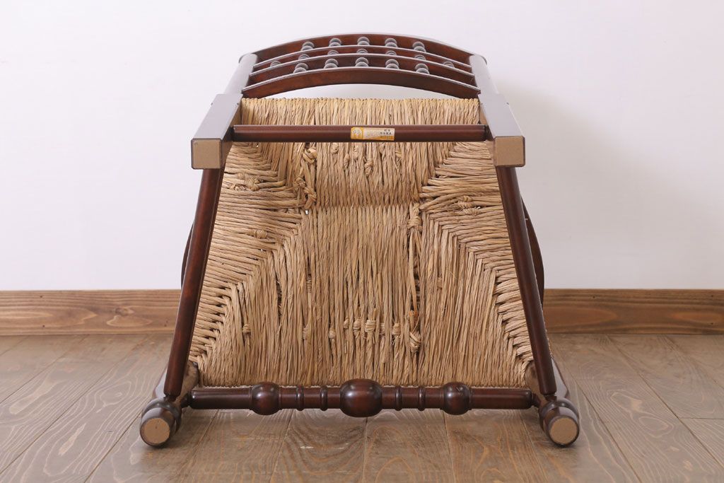 中古美品　松本民芸家具　#48型　ラッシ座面　スピンドルアームチェア(定価約14万9千円)(椅子)(1)