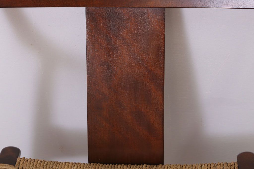 中古　松本民芸家具　77型　曲肘　ラッシ座面アームチェア(定価約18万円)(3)