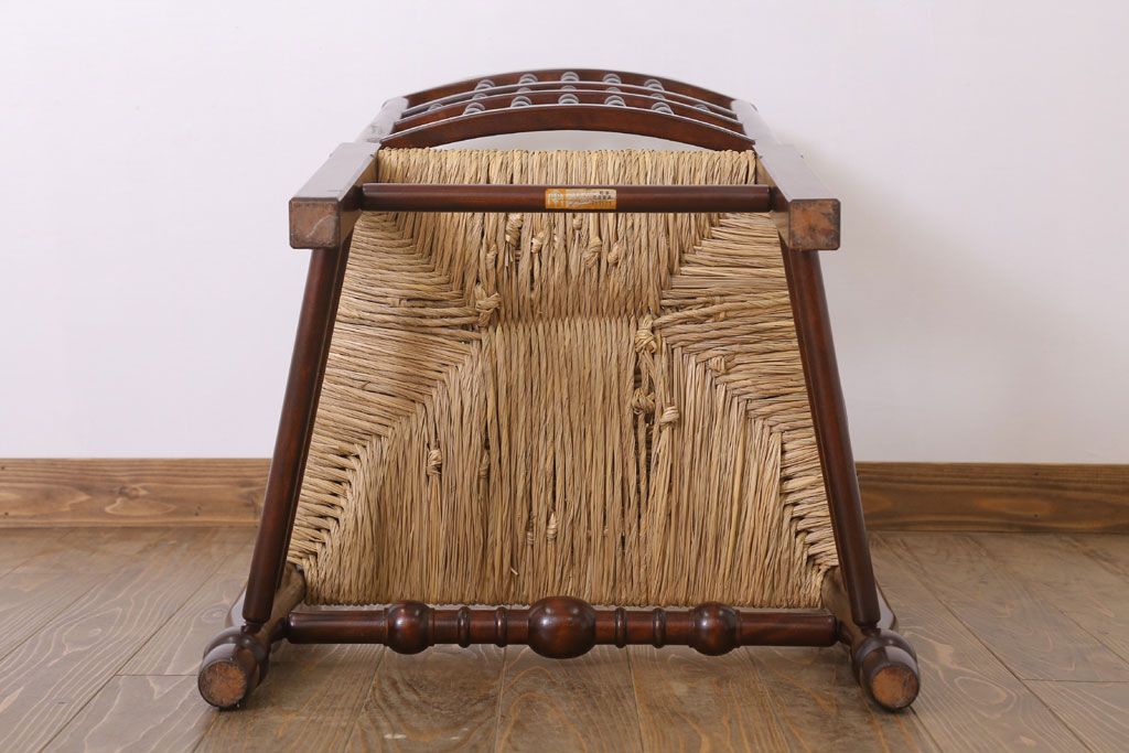 中古美品　松本民芸家具　#48型　ラッシ座面　スピンドルアームチェア(定価約14万9千円)(椅子)(3)
