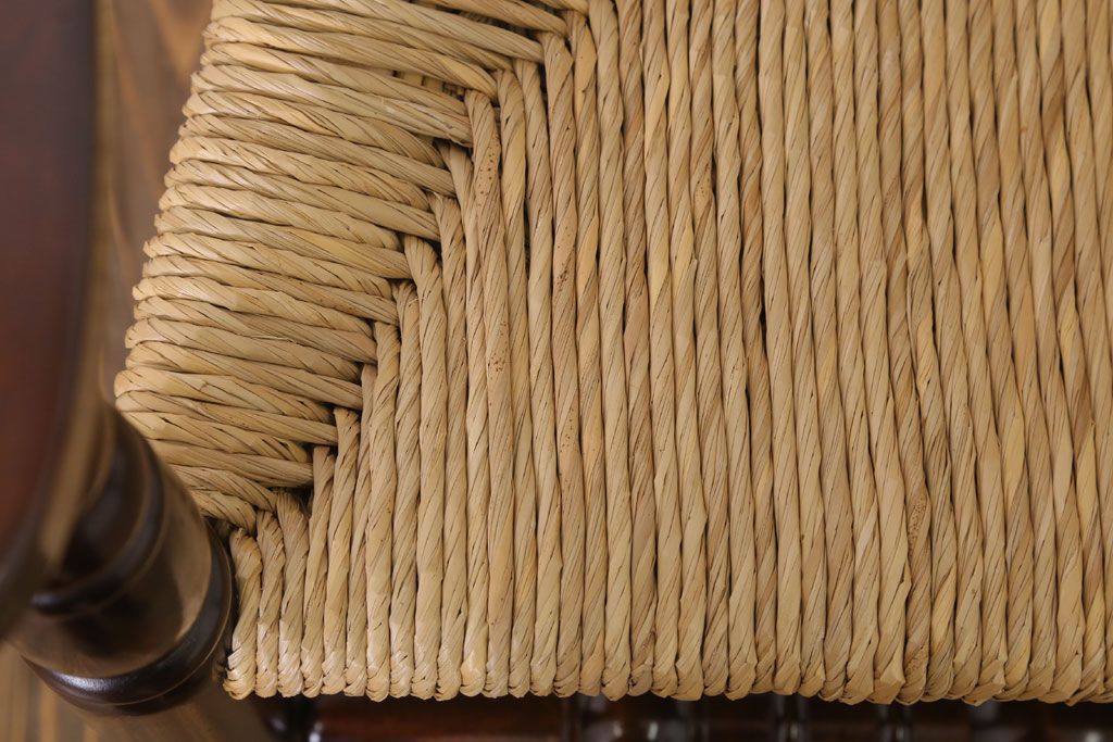 中古　松本民芸家具　美品　#48型　ラッシ座面　スピンドルアームチェア(定価約14万9千円)(椅子)(1)