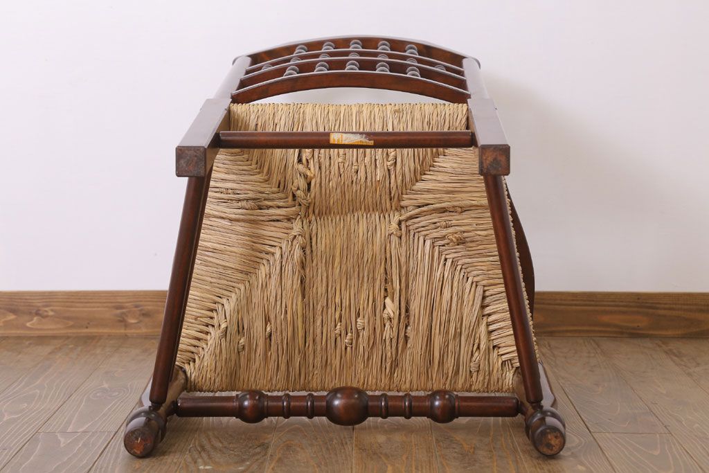 中古　松本民芸家具　美品　#48型　ラッシ座面　スピンドルアームチェア(定価約14万9千円)(椅子)(1)