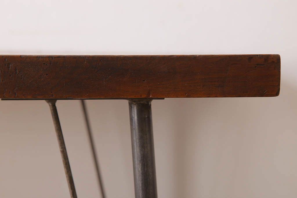 アンティーク家具　古材天板一枚板!アンティーク鉄脚テーブル(作業台、机)(1)