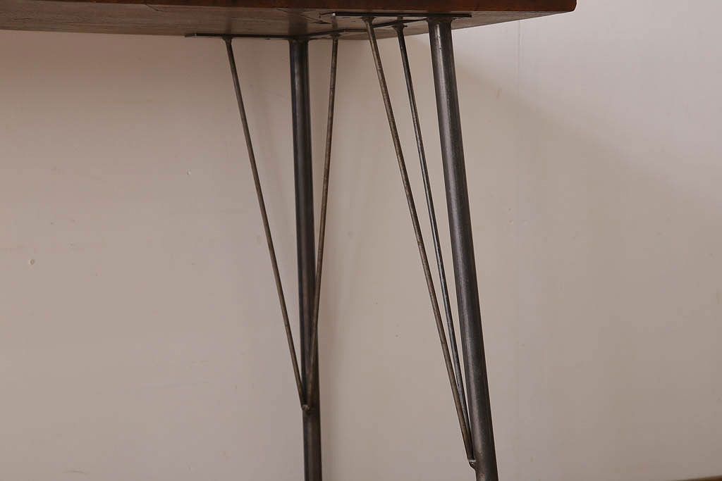 アンティーク家具　古材天板一枚板!アンティーク鉄脚テーブル(作業台、机)(1)
