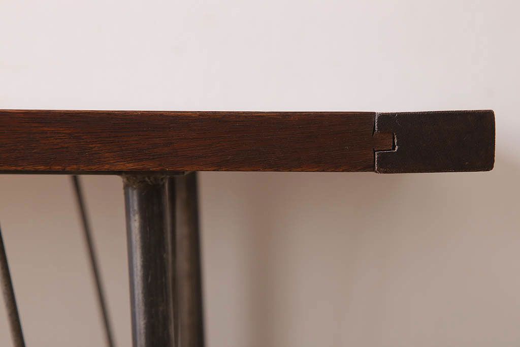 アンティーク家具　古材天板!アンティーク鉄脚テーブル(作業台、机)(3)