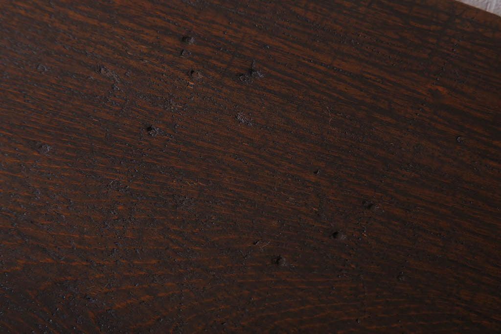アンティーク家具　古材一枚板天板のアンティーク鉄脚テーブル(作業台、机)(1)