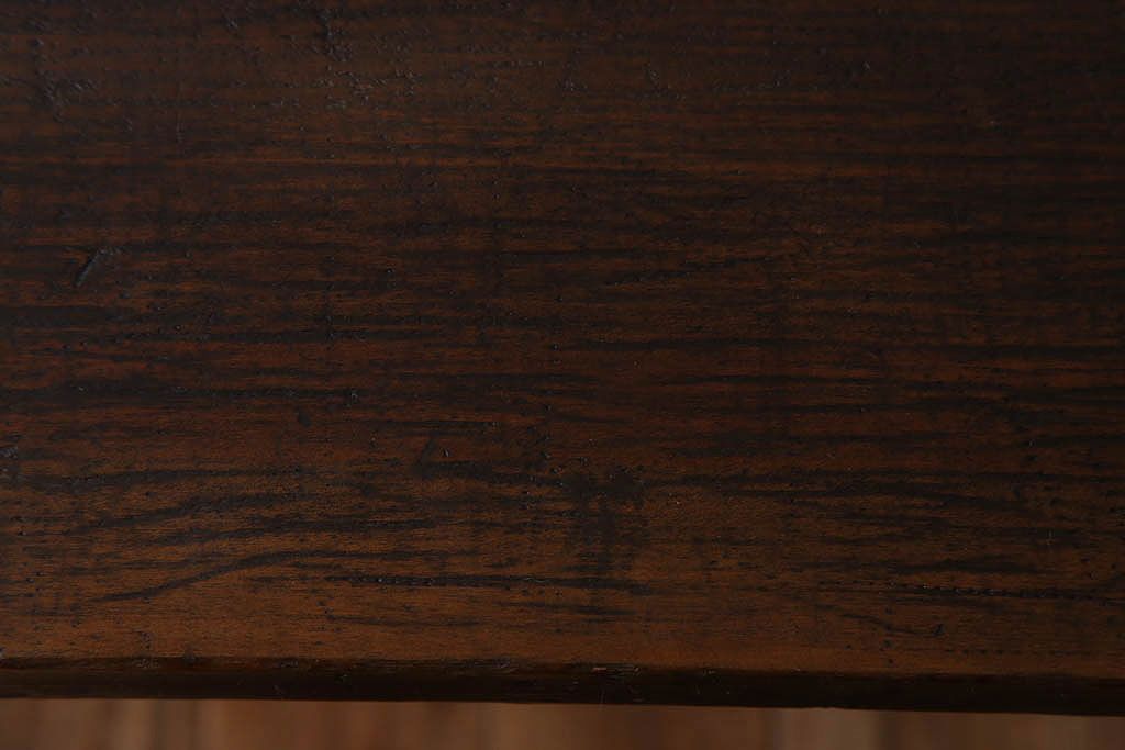 アンティーク家具　古材一枚板天板のアンティーク鉄脚テーブル(作業台、机)(1)