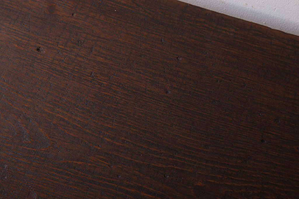 アンティーク家具　古材一枚板天板のアンティーク鉄脚テーブル(作業台、机)(1)