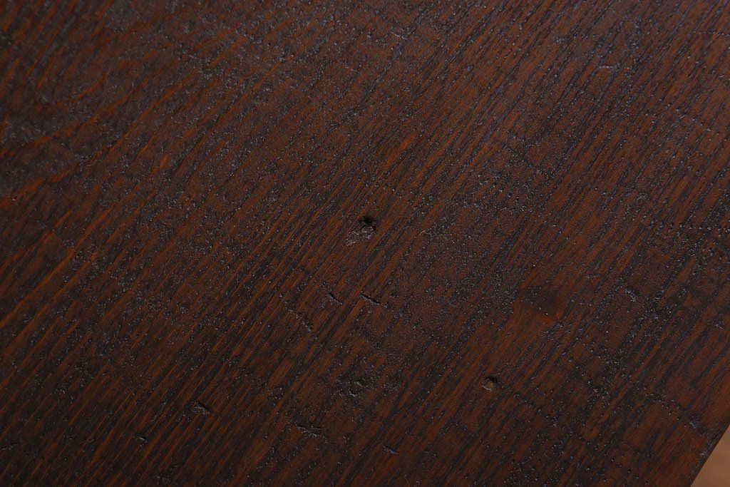 アンティーク家具　古材一枚板天板のアンティーク鉄脚テーブル(作業台、机)(1)