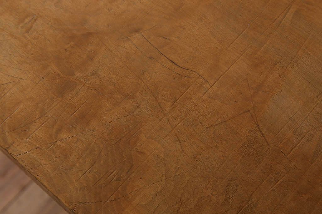アンティーク家具　古材一枚板天板のアンティーク鉄脚テーブル(作業台、机)(2)