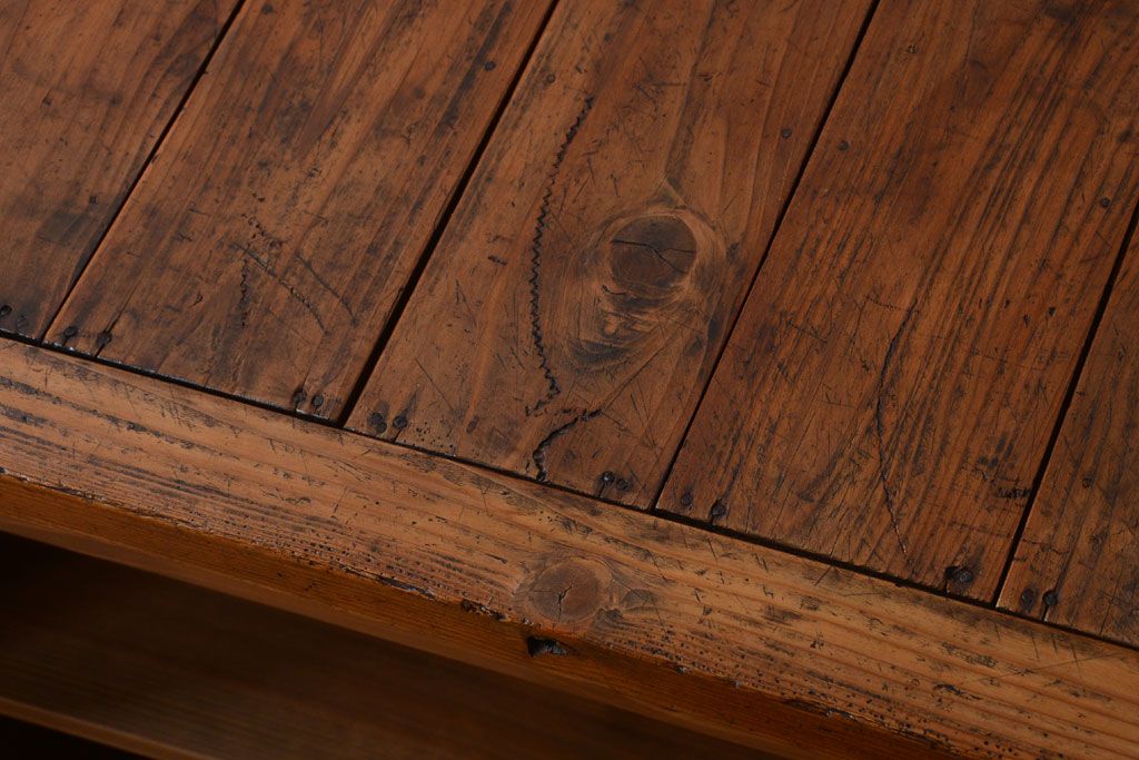 アンティーク家具　大正〜昭和期　アンティークペイント　古い木のカウンターテーブル