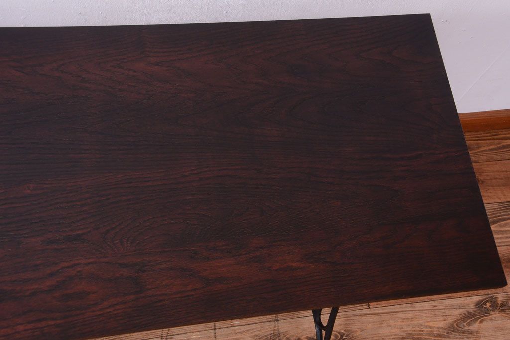 アンティーク家具　シンガーミシン オーク材天板!アンティークの鉄脚テーブル(ミシンテーブル)(1)