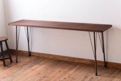 アンティーク家具　古材一枚板天板!鉄脚テーブル(作業台、机)(1)