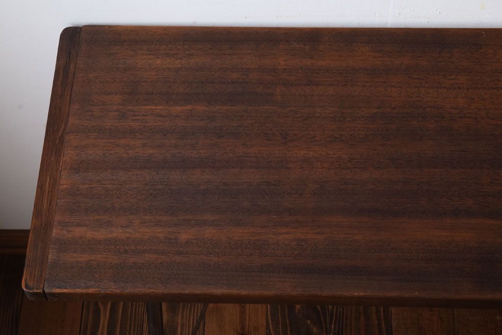 アンティーク家具　古材一枚板天板!鉄脚テーブル(作業台、机)(1)