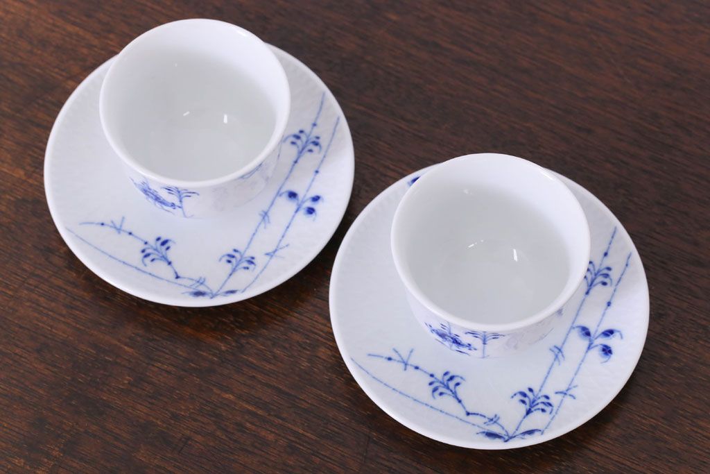 アンティーク雑貨　中古　ロイヤルコペンハーゲン　ブルーパルメッテ　ペアティーセット(湯呑み)