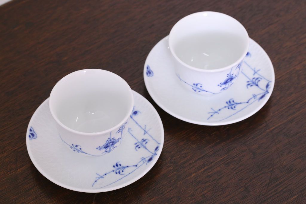 アンティーク雑貨　中古　ロイヤルコペンハーゲン　ブルーパルメッテ　ペアティーセット(湯呑み)